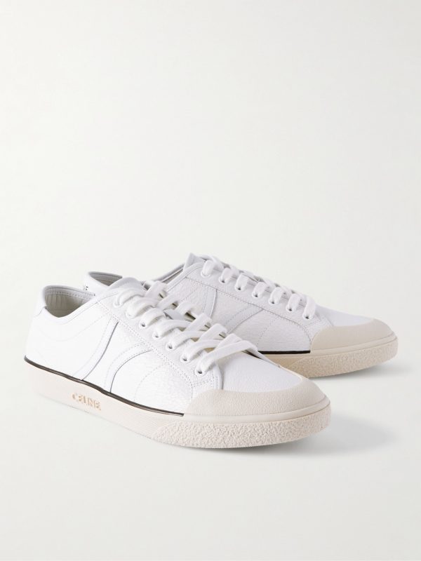 AS-01 Rubber-Trimmed Logo-Print Cracked-Leather Sneakers - FR