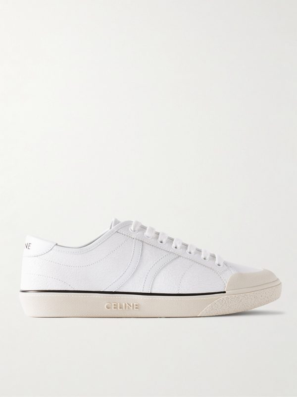 AS-01 Rubber-Trimmed Logo-Print Cracked-Leather Sneakers