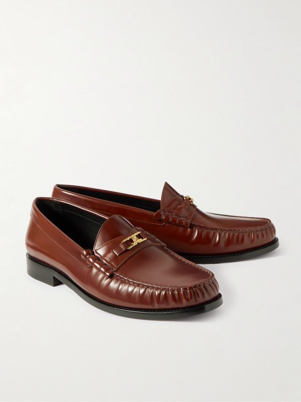 Logo-Detailed Leather Loafers - FR Logo-Detailed Leather Loafers - FR