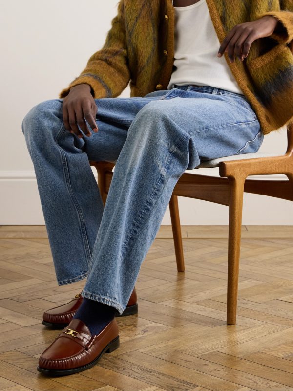 Logo-Detailed Leather Loafers - OU Logo-Detailed Leather Loafers - OU