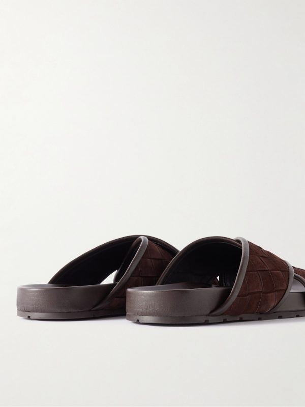 Tarik Intrecciato Suede Sandals - BK