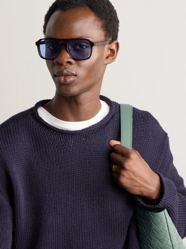 Aviator-Style Tortoiseshell Acetate Sunglasses - OU Aviator-Style Tortoiseshell Acetate Sunglasses - OU