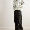 Tat Printed Distressed Cotton-Jersey Zip-Up Hoodie - OU