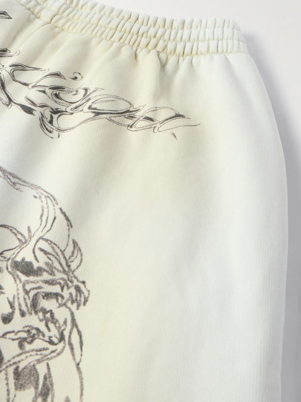 Wide-Leg Printed Distressed Cotton-Jersey Sweatpants - CU