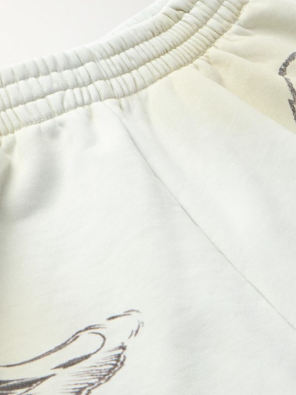 Wide-Leg Printed Distressed Cotton-Jersey Sweatpants - E1