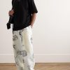 Wide-Leg Printed Distressed Cotton-Jersey Sweatpants - OU