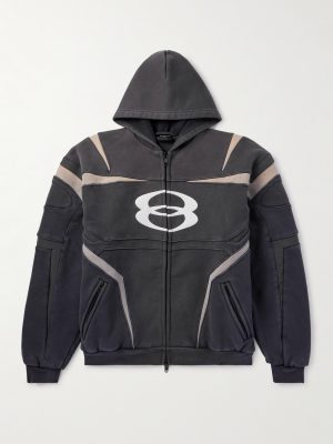 Logo-Embroidered Panelled Cotton-Blend Zip-Up Hoodie Logo-Embroidered Panelled Cotton-Blend Zip-Up Hoodie