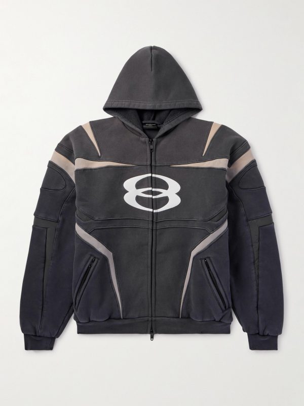Logo-Embroidered Panelled Cotton-Blend Zip-Up Hoodie Logo-Embroidered Panelled Cotton-Blend Zip-Up Hoodie