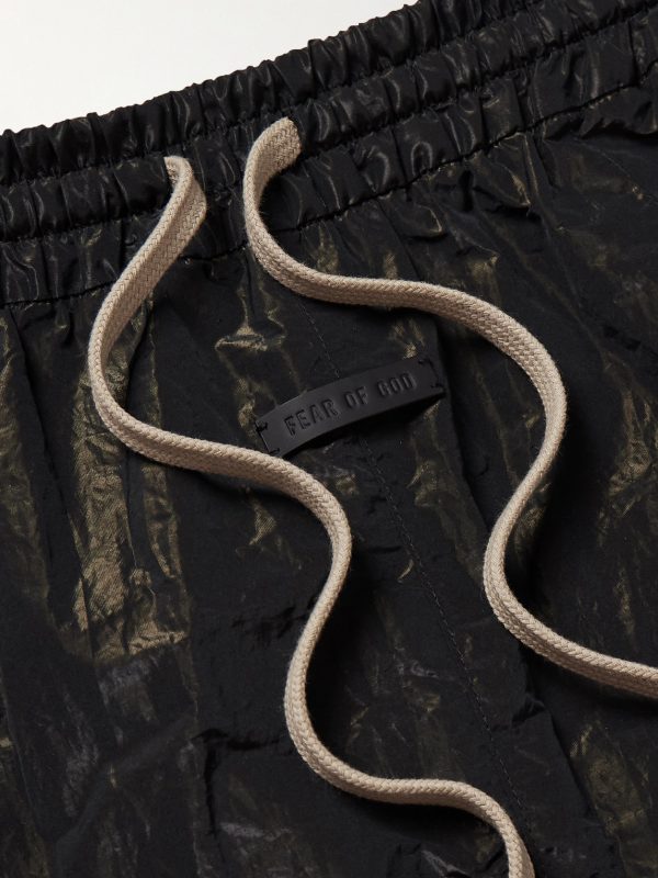 Tapered Logo-Appliquéd Crinkled-Shell Sweatpants - CU Tapered Logo-Appliquéd Crinkled-Shell Sweatpants - CU