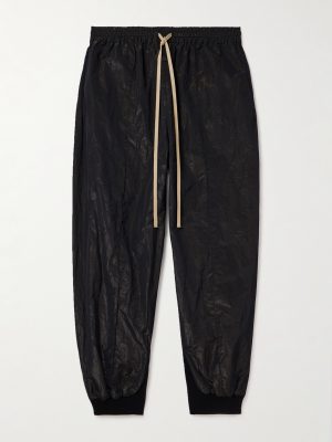 Tapered Logo-Appliquéd Crinkled-Shell Sweatpants Tapered Logo-Appliquéd Crinkled-Shell Sweatpants
