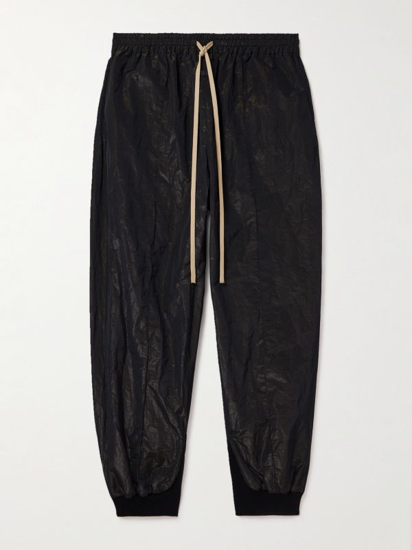 Tapered Logo-Appliquéd Crinkled-Shell Sweatpants Tapered Logo-Appliquéd Crinkled-Shell Sweatpants