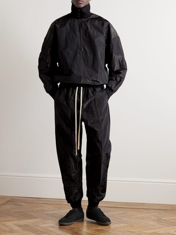 Tapered Logo-Appliquéd Crinkled-Shell Sweatpants - OU Tapered Logo-Appliquéd Crinkled-Shell Sweatpants - OU