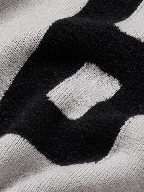 Logo-Appliquéd Intarsia-Knit Virgin Wool-Blend Hoodie - CU Logo-Appliquéd Intarsia-Knit Virgin Wool-Blend Hoodie - CU