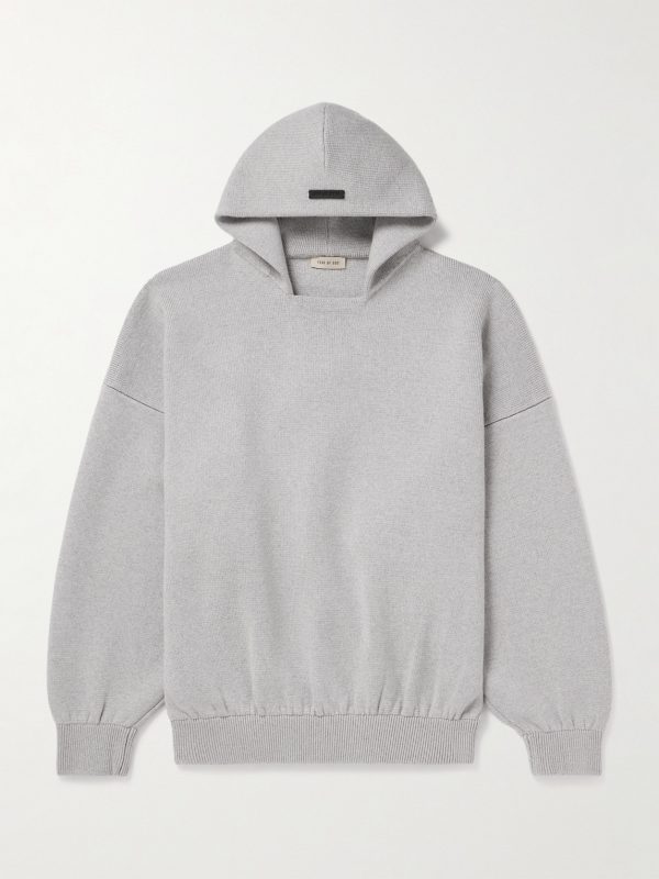 Logo-Appliquéd Intarsia-Knit Virgin Wool-Blend Hoodie Logo-Appliquéd Intarsia-Knit Virgin Wool-Blend Hoodie