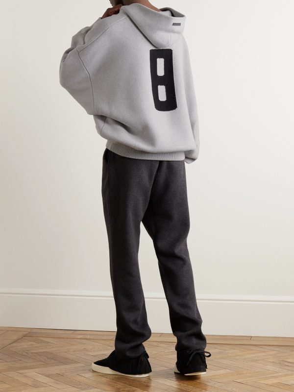 Logo-Appliquéd Intarsia-Knit Virgin Wool-Blend Hoodie - OU Logo-Appliquéd Intarsia-Knit Virgin Wool-Blend Hoodie - OU