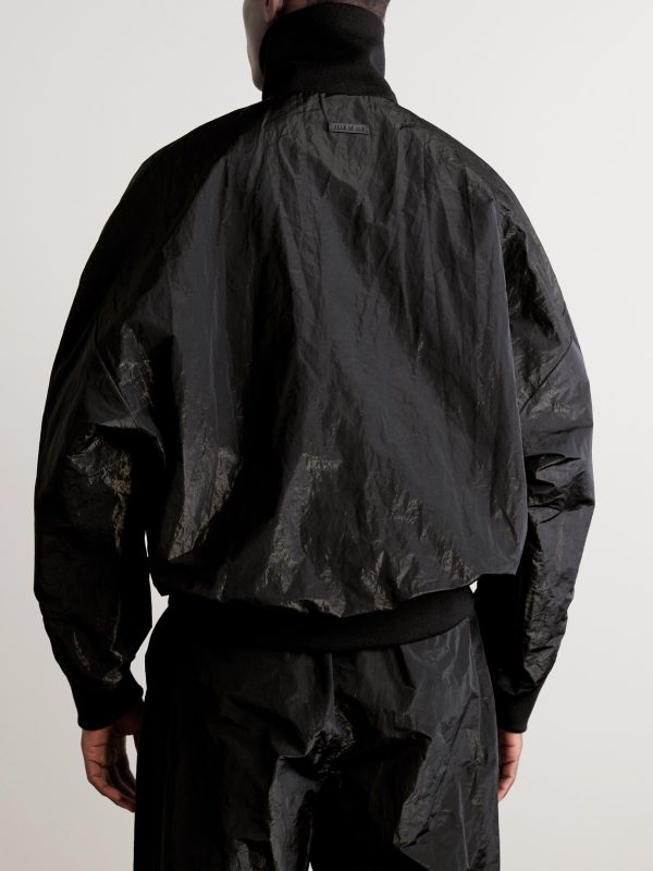 Logo-Appliquéd Crinkled-Shell Half-Zip Track Jacket - BK Logo-Appliquéd Crinkled-Shell Half-Zip Track Jacket - BK