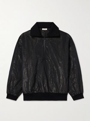 Logo-Appliquéd Crinkled-Shell Half-Zip Track Jacket Logo-Appliquéd Crinkled-Shell Half-Zip Track Jacket