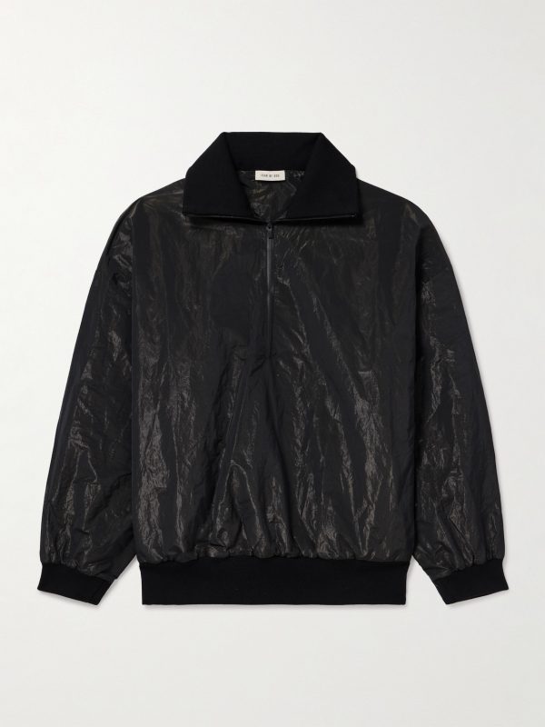 Logo-Appliquéd Crinkled-Shell Half-Zip Track Jacket Logo-Appliquéd Crinkled-Shell Half-Zip Track Jacket