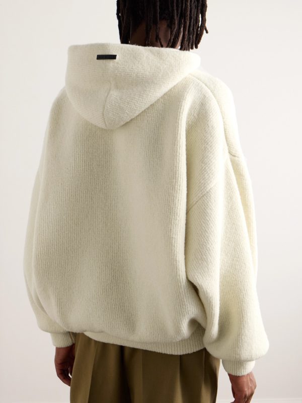 Intarsia-Knit Virgin Wool-Blend Bouclé Hoodie - BK Intarsia-Knit Virgin Wool-Blend Bouclé Hoodie - BK