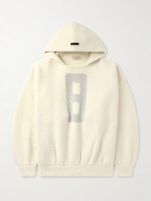 Intarsia-Knit Virgin Wool-Blend Bouclé Hoodie