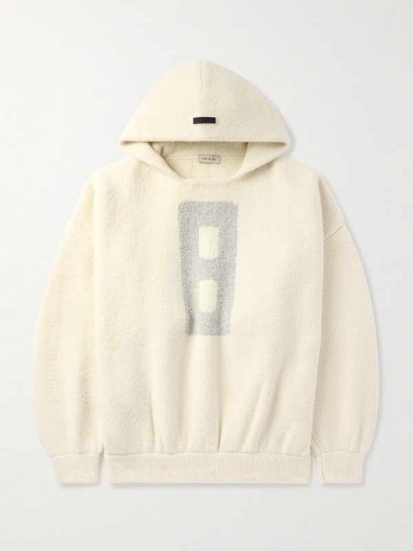 Intarsia-Knit Virgin Wool-Blend Bouclé Hoodie Intarsia-Knit Virgin Wool-Blend Bouclé Hoodie