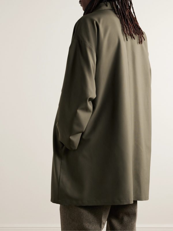 Virgin Wool-Crepe Trench Coat - BK