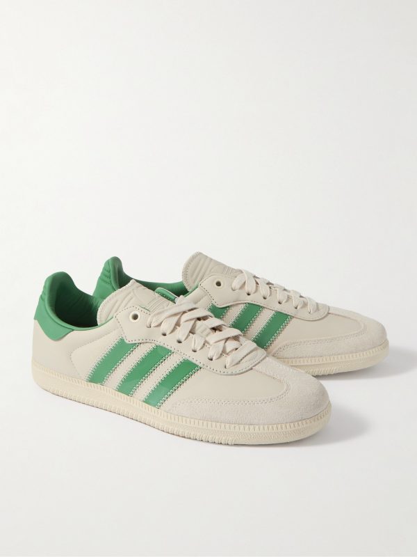 + Pharrell Williams Humanrace Samba Suede-Trimmed Leather Sneakers - FR