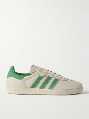 + Pharrell Williams Humanrace Samba Suede-Trimmed Leather Sneakers + Pharrell Williams Humanrace Samba Suede-Trimmed Leather Sneakers