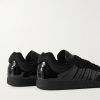 + Dingyun Zhang Samba Mesh-Trimmed Suede and Patent-Leather Sneakers - BK + Dingyun Zhang Samba Mesh-Trimmed Suede and Patent-Leather Sneakers - BK