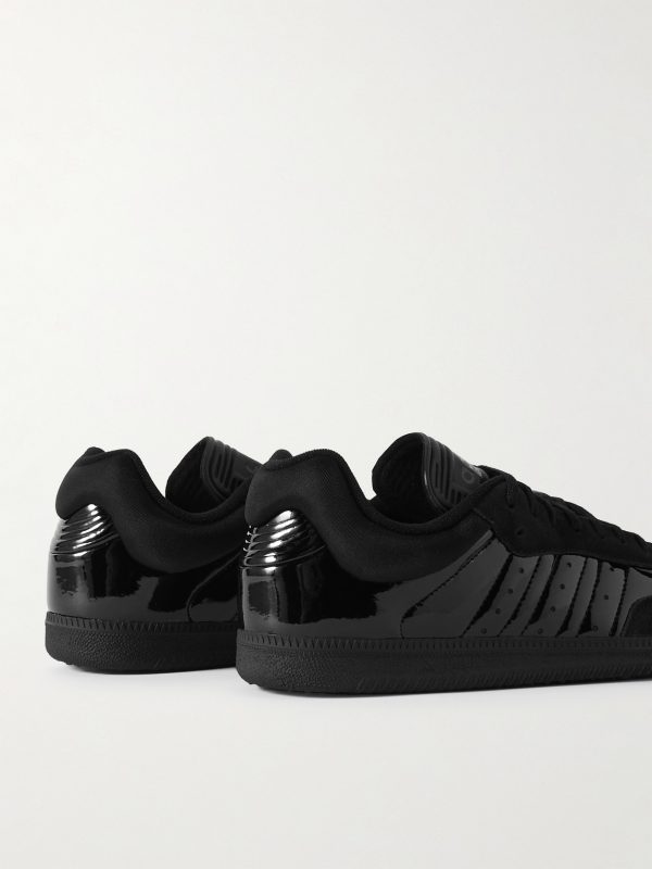 + Dingyun Zhang Samba Mesh-Trimmed Suede and Patent-Leather Sneakers - BK + Dingyun Zhang Samba Mesh-Trimmed Suede and Patent-Leather Sneakers - BK