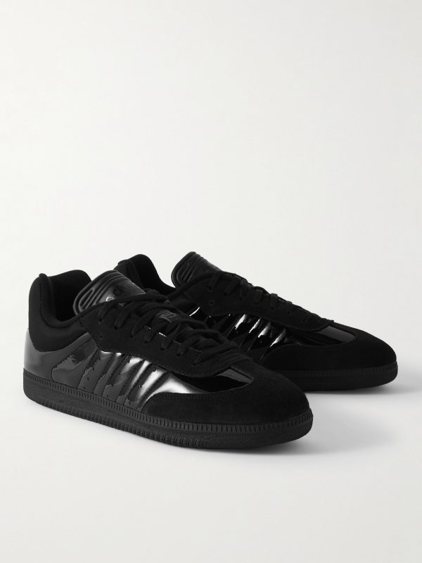+ Dingyun Zhang Samba Mesh-Trimmed Suede and Patent-Leather Sneakers - FR + Dingyun Zhang Samba Mesh-Trimmed Suede and Patent-Leather Sneakers - FR