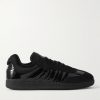 + Dingyun Zhang Samba Mesh-Trimmed Suede and Patent-Leather Sneakers + Dingyun Zhang Samba Mesh-Trimmed Suede and Patent-Leather Sneakers