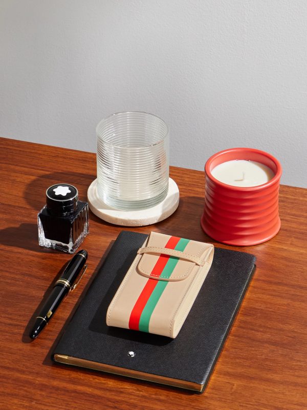 + laCalifornienne Striped Leather Watch Pouch - OU + laCalifornienne Striped Leather Watch Pouch - OU