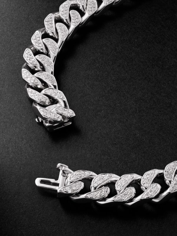 18-Karat White Gold Diamond ID Bracelet - BK 18-Karat White Gold Diamond ID Bracelet - BK