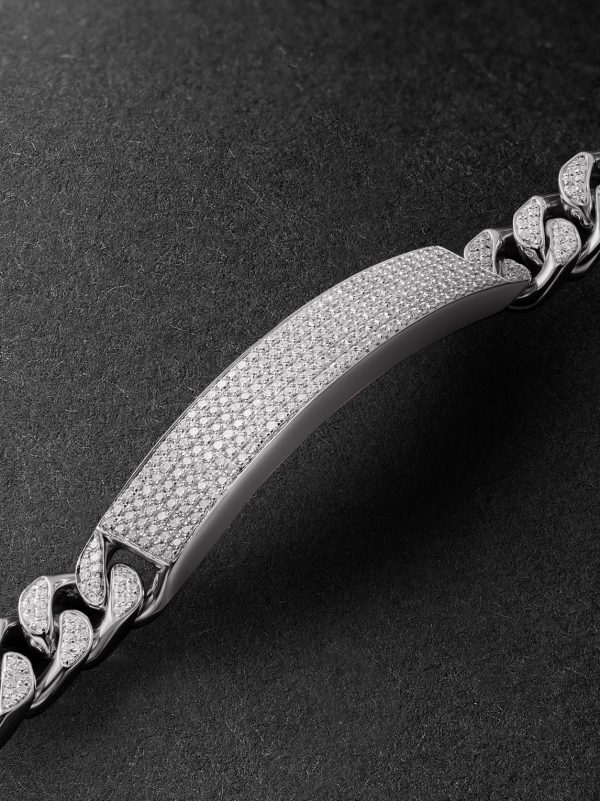 18-Karat White Gold Diamond ID Bracelet - CU 18-Karat White Gold Diamond ID Bracelet - CU