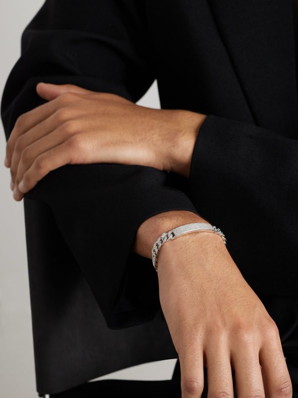 18-Karat White Gold Diamond ID Bracelet - FR 18-Karat White Gold Diamond ID Bracelet - FR
