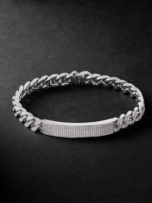 18-Karat White Gold Diamond ID Bracelet 18-Karat White Gold Diamond ID Bracelet