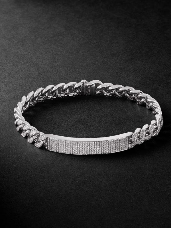18-Karat White Gold Diamond ID Bracelet 18-Karat White Gold Diamond ID Bracelet