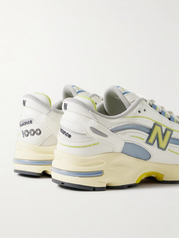 M1000 Embroidered Leather and Mesh Sneakers - BK