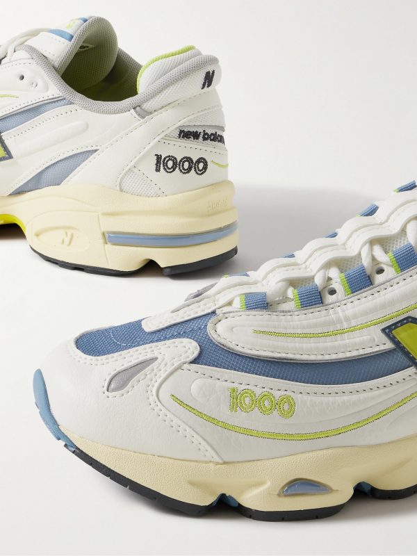 M1000 Embroidered Leather and Mesh Sneakers - CU