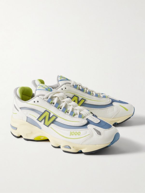 M1000 Embroidered Leather and Mesh Sneakers - FR