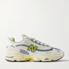M1000 Embroidered Leather and Mesh Sneakers