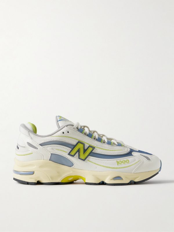 M1000 Embroidered Leather and Mesh Sneakers