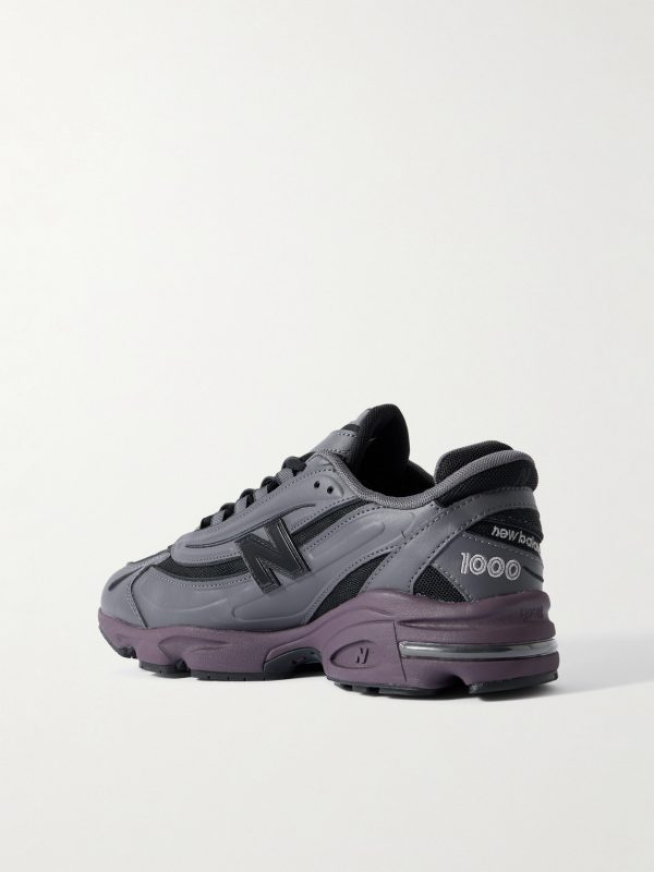 M1000 Embroidered Faux Leather and Mesh Sneakers - BK M1000 Embroidered Faux Leather and Mesh Sneakers - BK