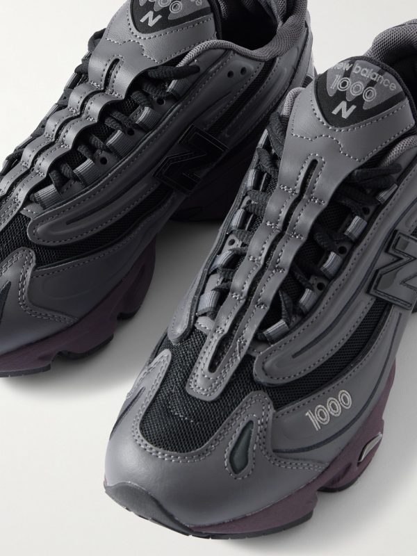 M1000 Embroidered Faux Leather and Mesh Sneakers - CU M1000 Embroidered Faux Leather and Mesh Sneakers - CU