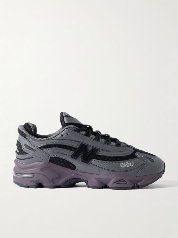 M1000 Embroidered Faux Leather and Mesh Sneakers M1000 Embroidered Faux Leather and Mesh Sneakers