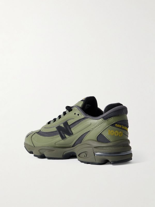 M1000 Embroidered Faux Leather and Mesh Sneakers - BK M1000 Embroidered Faux Leather and Mesh Sneakers - BK