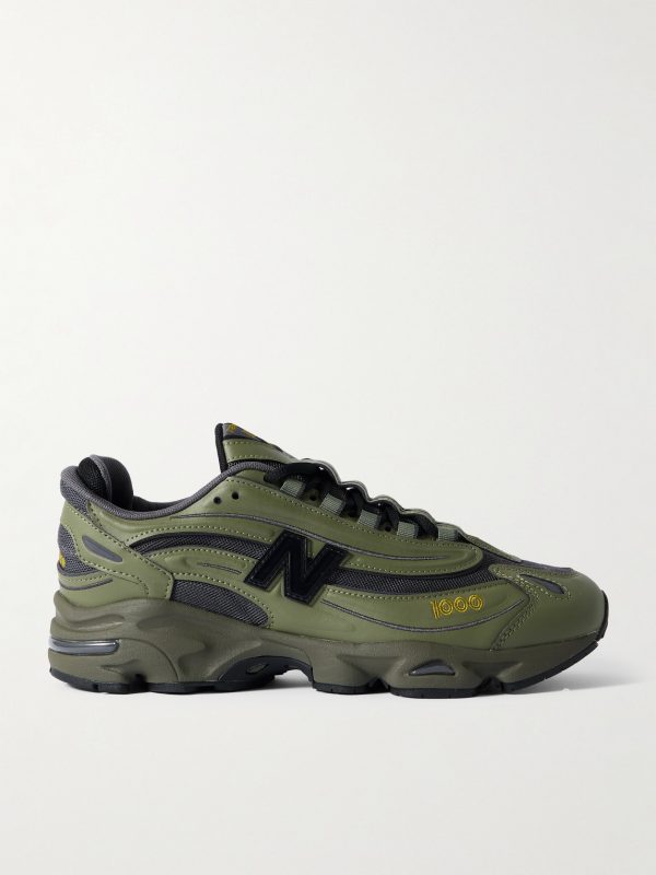 M1000 Embroidered Faux Leather and Mesh Sneakers M1000 Embroidered Faux Leather and Mesh Sneakers