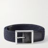 3.5cm Leather-Trimmed Braided Woven Belt 3.5cm Leather-Trimmed Braided Woven Belt