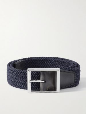 3.5cm Leather-Trimmed Braided Woven Belt 3.5cm Leather-Trimmed Braided Woven Belt